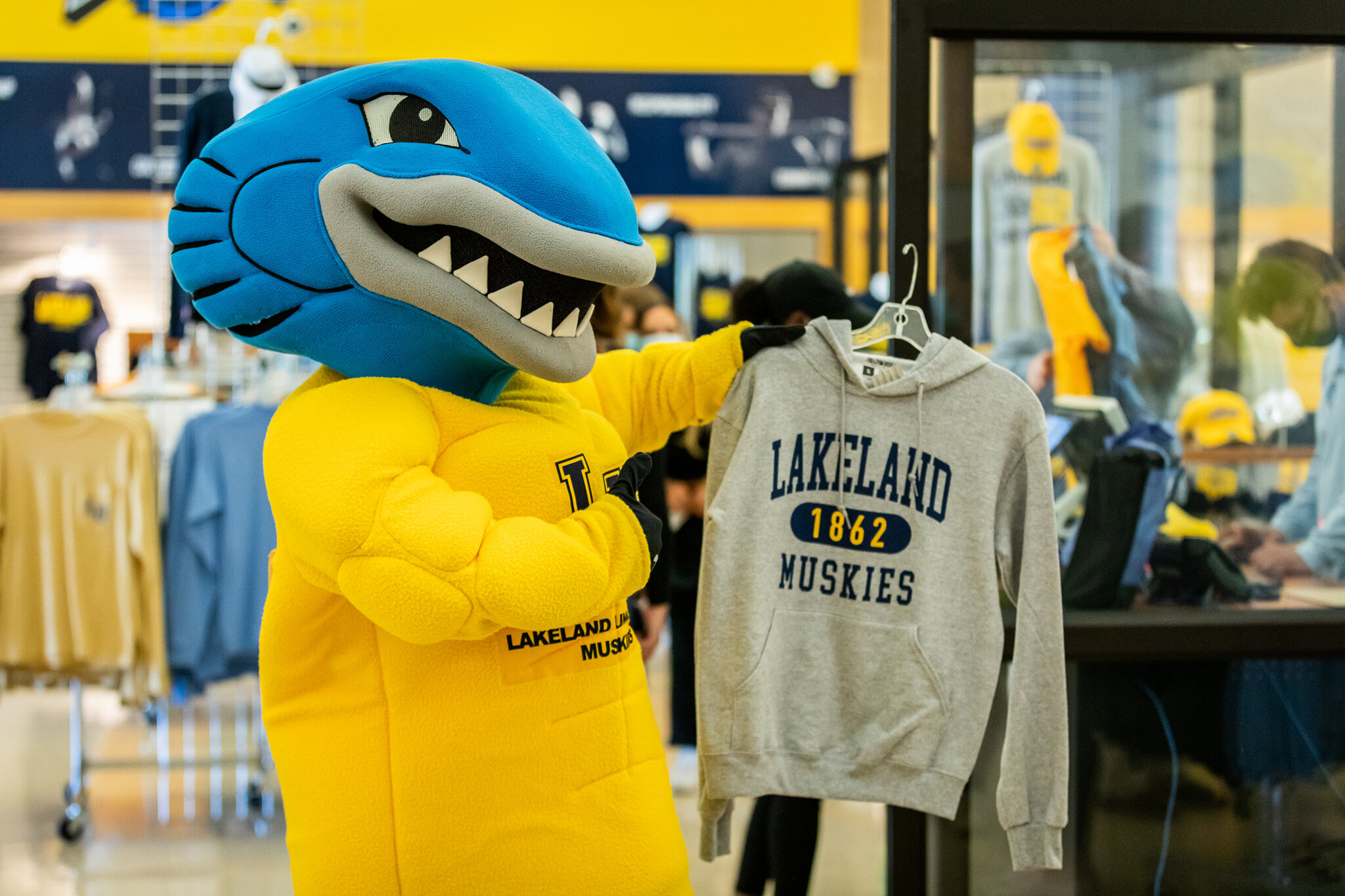 Musko with Lakeland apparel at Musko’s Campus Shop