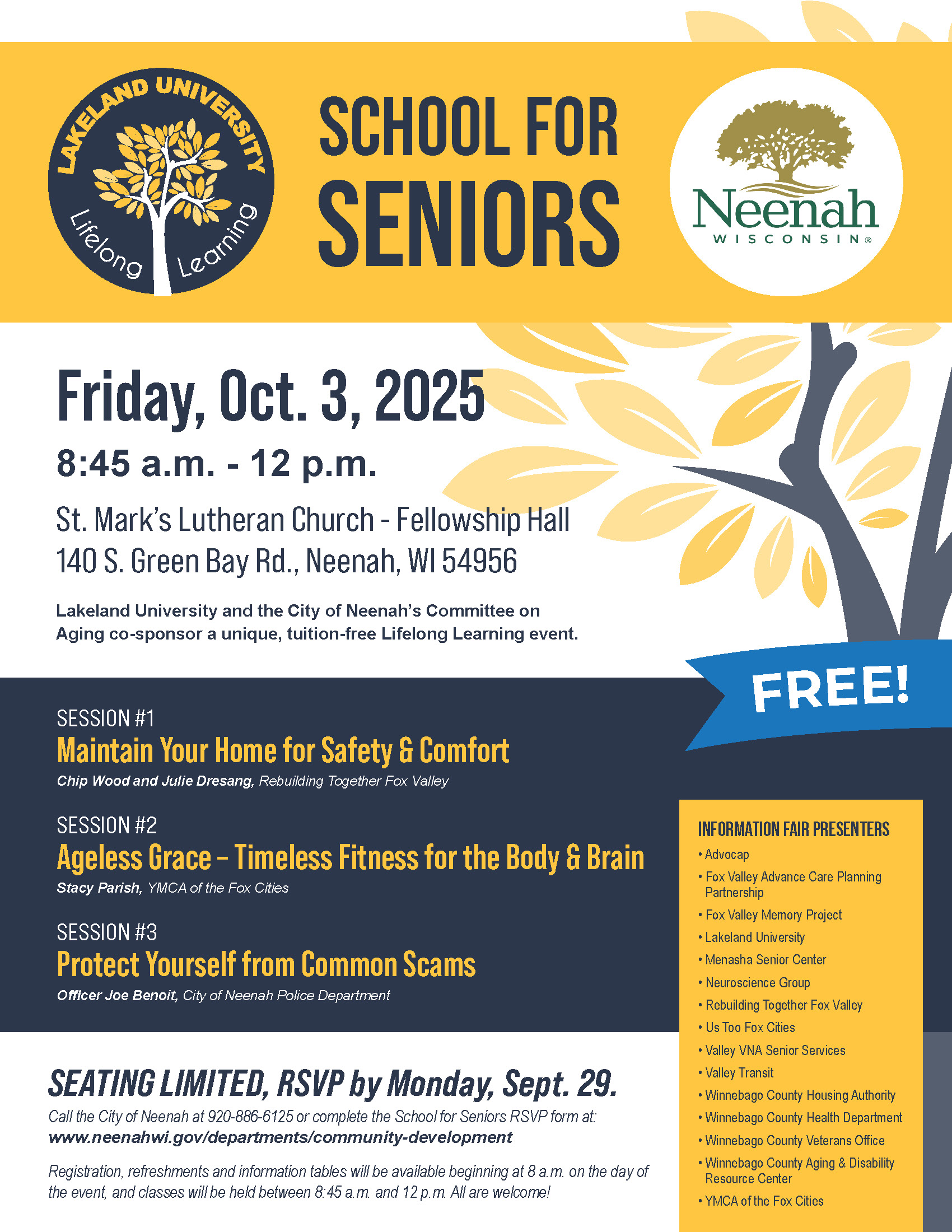 Lakeland, City of Neenah Co-Sponsor “School for Seniors”