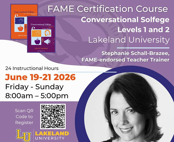 FAME Certification Course - Conversational Solfege levels 1 and 2, June 19-21 2026