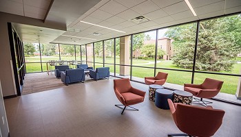 Seating at Lakeland University's campus center.